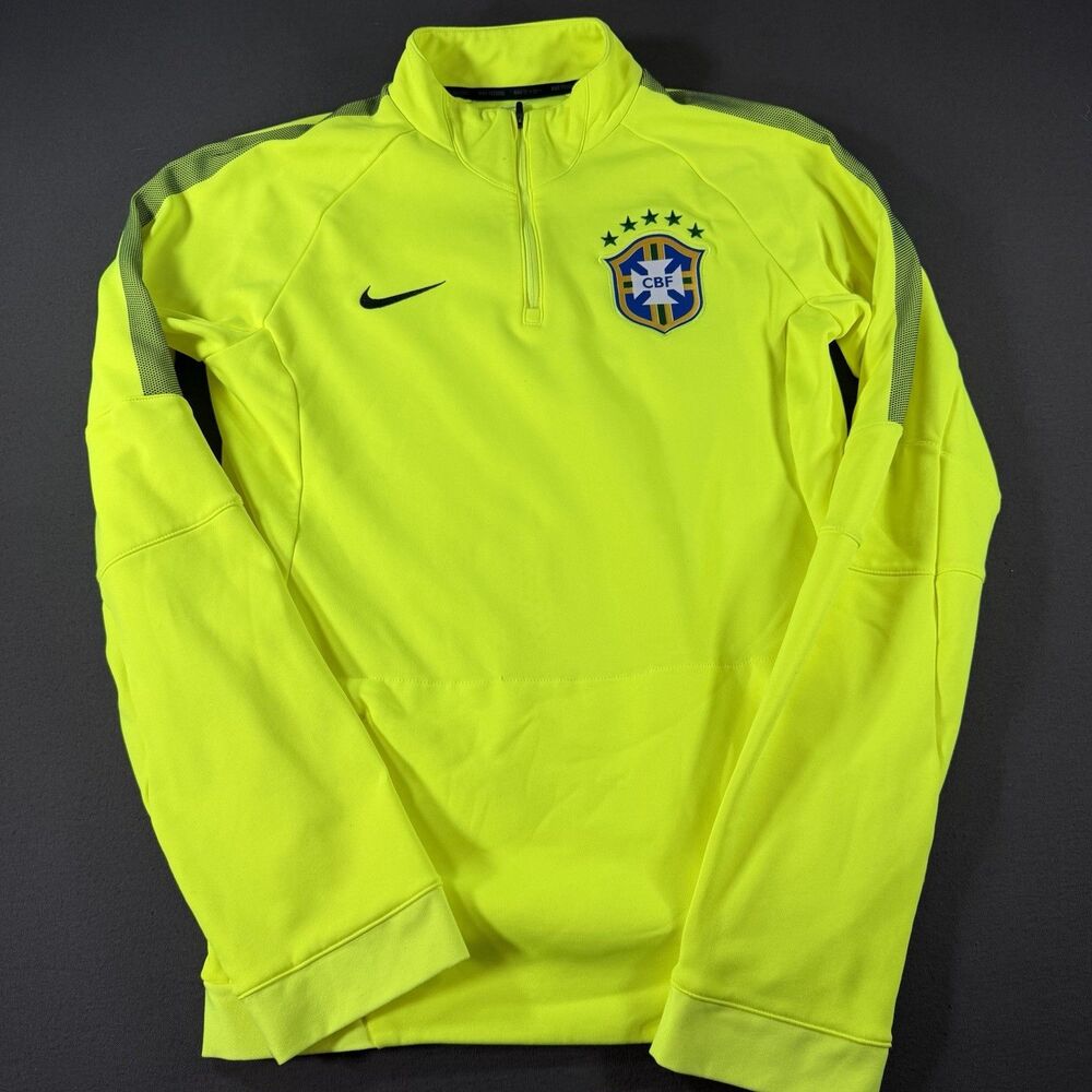 Brazil Training Top Mens Small Volt Quarter Zip Official Brasil Soccer Futbol